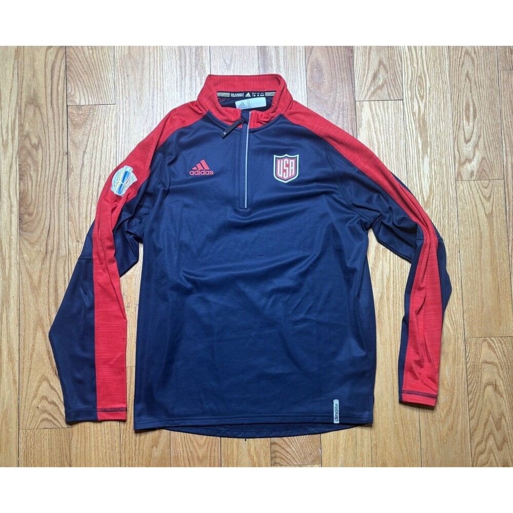 Adidas 1/4 Zip Pullover Mens M World Cup Hockey Team USA NHL Jacket Sweatshirt